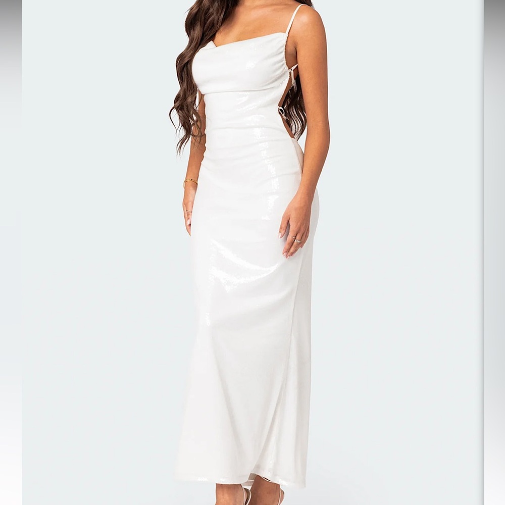 NWOT EDIKTED Sequin Open Back Maxi Dress!